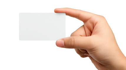 Obraz premium Blank business card mockup, high-resolution PNG cutout isolated on transparent background, front and back template for branding and logo placement, minimal studio lighting, copy space, print-ready