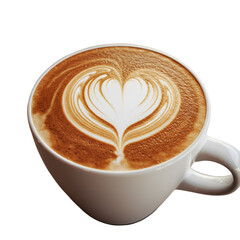 Latte Art Heart Shape On White Cup Photo With Isolated Background