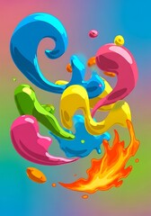 Obraz premium Dynamic fluid splashes create a vibrant and playful abstract composition full of energy