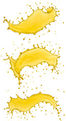 Isolated Yellow Paint Splashes on Black Background Illustration