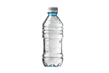 Clear plastic water bottle, high-resolution PNG isolated on transparent background for seamless cutout, realistic product mockup, packaging design branding, and e-commerce listing visuals