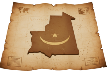 Illustration of Mauritania Map Vintage Paper Textured Background Isolated