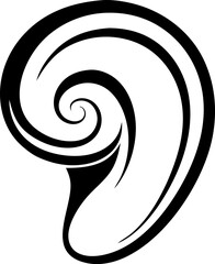 The Human Ear's Cochlea Spiral Abstract Line Art Vector