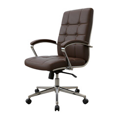 Modern Brown Leather Office Chair On Transparent Background 3D Illustration