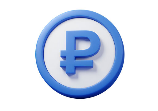 Isolated 3D Render of a Blue Ruble Symbol Inside a Blue Circle