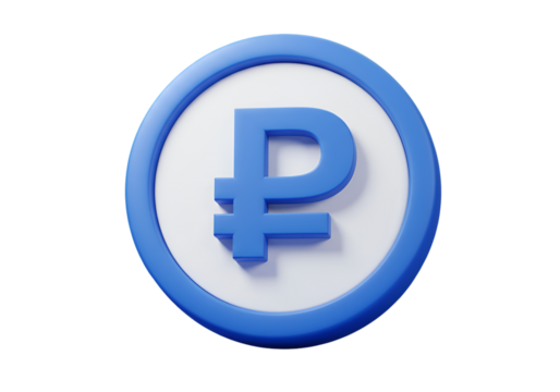 Isolated 3D Render of a Blue Ruble Symbol Inside a Blue Circle
