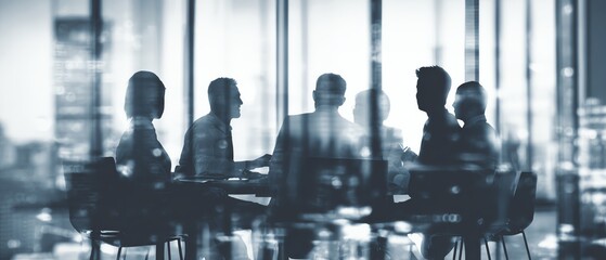 Professional discussion in a glass conference room Business background.