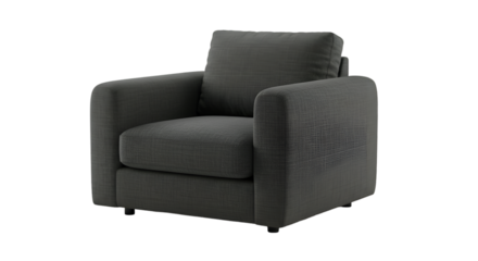 Isolated 3D Render of Gray Modern Fabric Armchair with Transparent Background