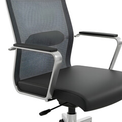 Modern Office Chair With Black Leather Seat Isolated On Transparent Background