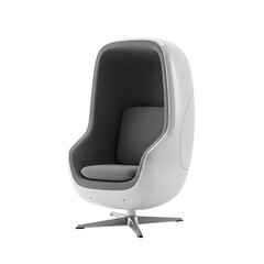 Modern White Isolated Chair with Gray Interior for Relaxation on Transparent Background