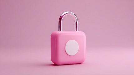 A single pink padlock with a silver shackle sits centered on a soft pink background