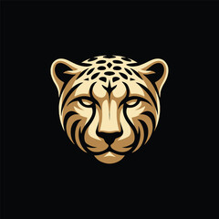 An elegant and luxurious golden cheetah head logo, a symbol of premium quality, speed, and power vector illustration
