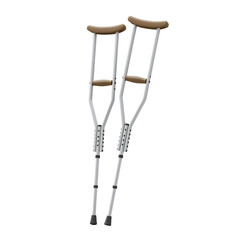 Medical Crutches Illustration on Transparent Background Silver and Brown