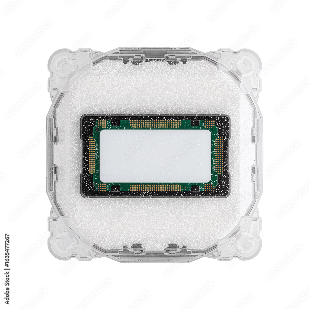 Aufkleber central processing unit module showcases intricate design within a protective transparent container