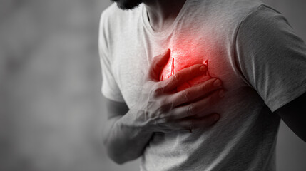 heart Pain Male chest Injury Hand Touch Emotion Wellness Discomfort Therapy stress Heartache Relief Human Model Closeup Awareness Symbol Support 