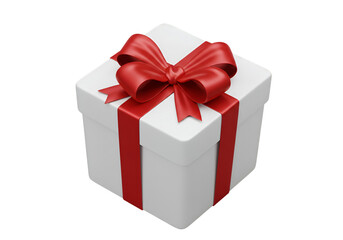 Fototapeta premium Isolated 3D Rendering of a White Gift Box with a Red Ribbon on Black Background