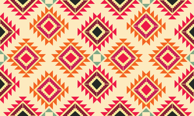 A bold modern tribal geometric pattern with symmetrical shapes and vibrant color contrasts. Perfect for textiles, fashion, and boho-inspired design.