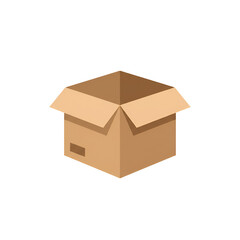 Open Brown Cardboard Box Isolated On Black Background Vector Illustration