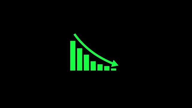 Animated down graph icon designed in flat icon style. Finance, Business Info graphic animation, Bar down graph Animated down graph icon designed in flat icon style, business or finance, down graph bar