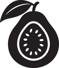 Silhouette vector of a guava fruit, ideal for tropical, fresh, healthy, and organic food design projects.
