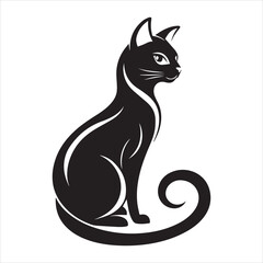 Obraz premium cat sitting silhouette vector art