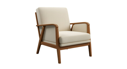 Isolated 3D Render of a Modern Comfortable Chair with Wood Frame in Transparent Background