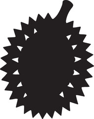 Silhouette vector of a durian fruit, perfect for tropical, exotic, fresh, and organic food design projects.