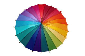 A vibrant, round umbrella, showcasing a full spectrum of colors