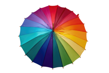 A vibrant, round umbrella, showcasing a full spectrum of colors