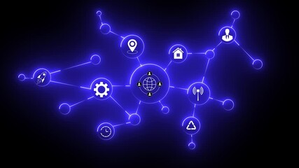 A top-down view of a business meeting showcasing teamwork and strategy with modern technology, data analysis tools, and collaborative interaction in a dynamic office setting. neon line animation - Powered by Adobe