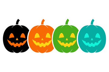 set of jack o lantern silhouette vector illustration