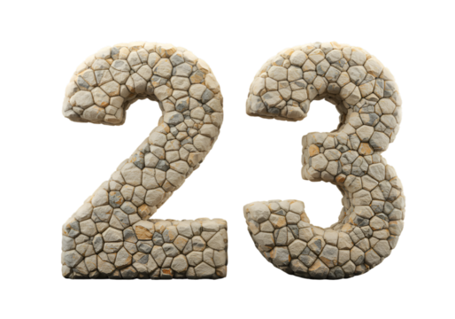 Isolated 3D Render Stone Numbers Two And Three In Gray Isolated Background