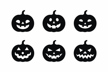 set of jack o lantern icon  silhouette vector illustration