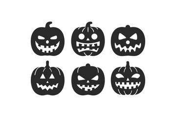 set of jack o lantern icon  silhouette vector illustration