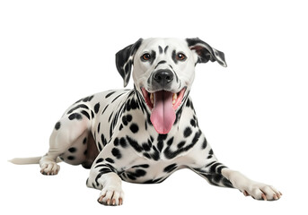 Illustration of dalmatian dog lying down isolated on transparent background