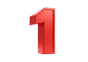 Isolated 3D Rendered Red Number One on Black Background