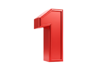 Isolated 3D Rendered Red Number One on Black Background