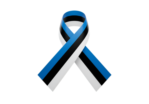 Isolated 3D Illustration Of Estonian Flag Ribbon On Black Transparent Background