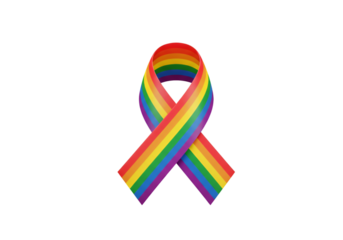 Isolated 3D Rainbow Ribbon Symbolizing Pride and Equality Against Black