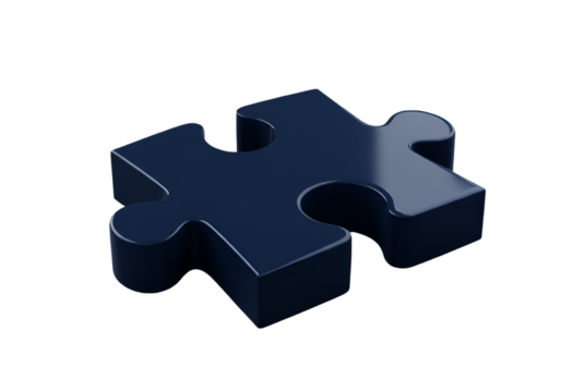 Isolated 3D Render of a Blue Puzzle Piece Against a Black Background - Powered by Adobe