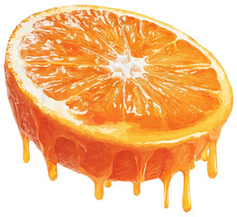Orange slice, dripping with a sweet, vibrant juice