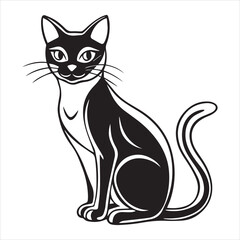 Obraz premium cat sitting silhouette vector art