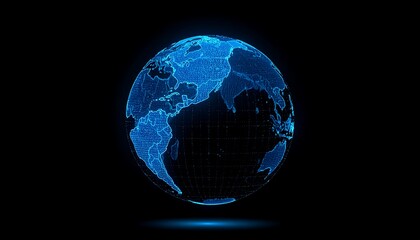 Digital globe, glowing blue