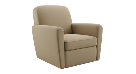 Isolated Beige Fabric Armchair on Transparent Background in a Modern Design