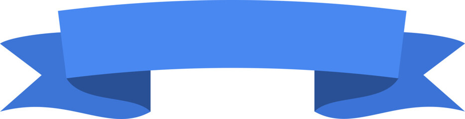 Obraz premium A blue ribbon banner unfurls horizontally, casting subtle shadows, against a bright white backdrop, creating a simple, celebratory, and graphic design. 