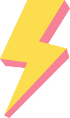 A 3D yellow lightning bolt with pink edges diagonally ascends, casting a bright, playful ambiance with a cartoonish, graphic design aesthetic.
