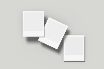 polaroid photo with blank mockup isolated, 3d rendering.
