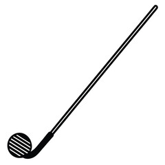 Minimalist black and white golf club and ball illustration for sports and recreation designs