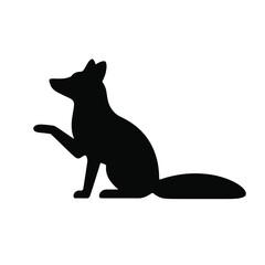 Black silhouette of a fox raising its paw