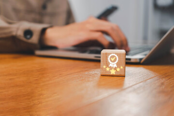 ISO certification and quality management system concept with business process audit, compliance standards, and professional quality control for corporate success.